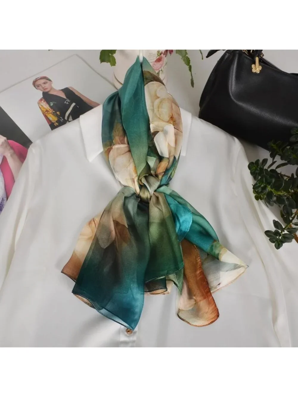 Luxurious 100% Mulberry Silk Chiffon Scarf - Oversized Wrap, Beach Coverup